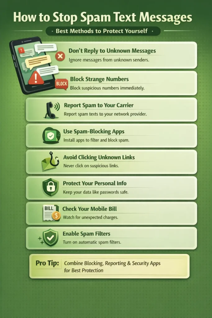 Spam Text Messages (SMS) — How to Stop, Block & Protect Yourself (2026 Guide) 1 Infographics of
How-to-stop-spam-text-messages