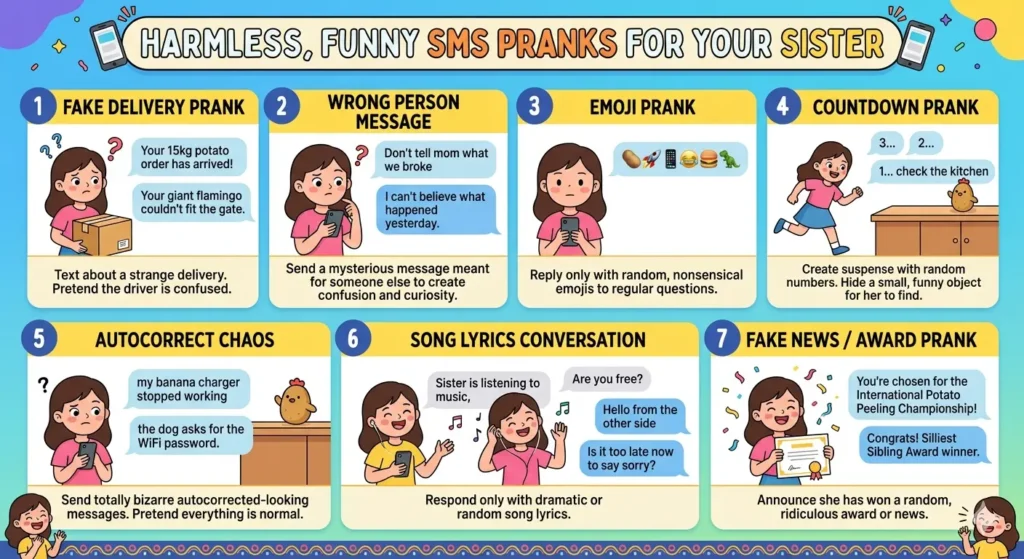 Funny SMS Pranks for Your Sister on SMS Bombers for entertainment 1 InfographicsHarmlessfunny SMS pranks for your sister