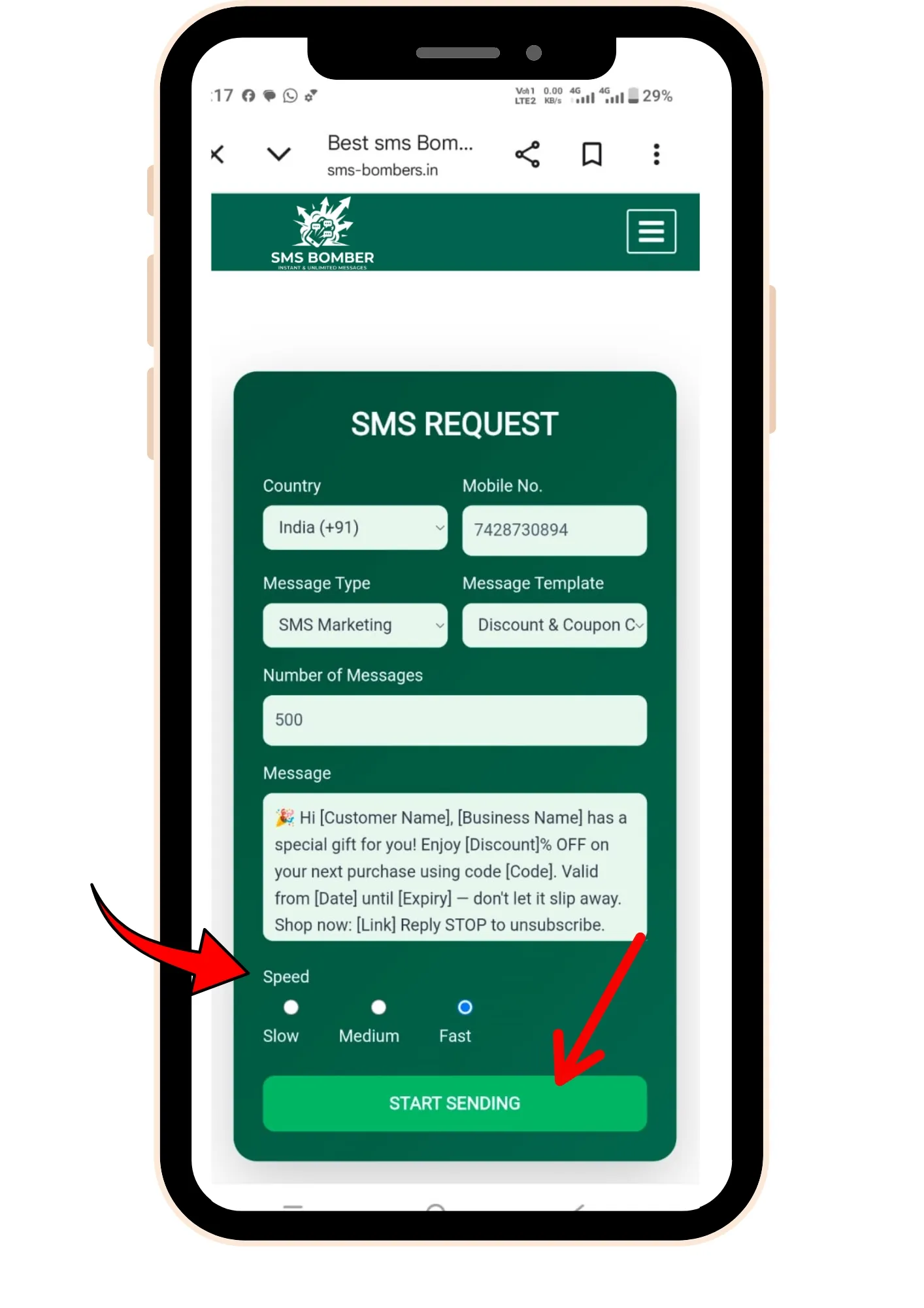 Fast & Free SMS Bomber Online Tool – Easy Prank Messaging 18 Sms-bomber-Screenshot-Choose-speed-or-then-sending-message