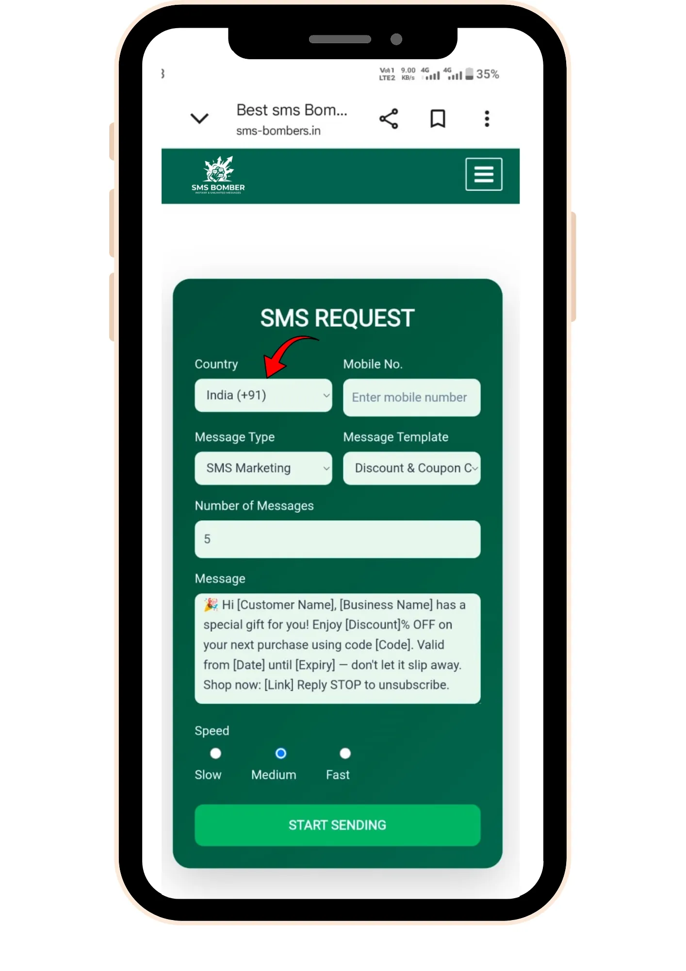 Fast & Free SMS Bomber Online Tool – Easy Prank Messaging 9 Sms-bomber-Scrrenshot-select-country