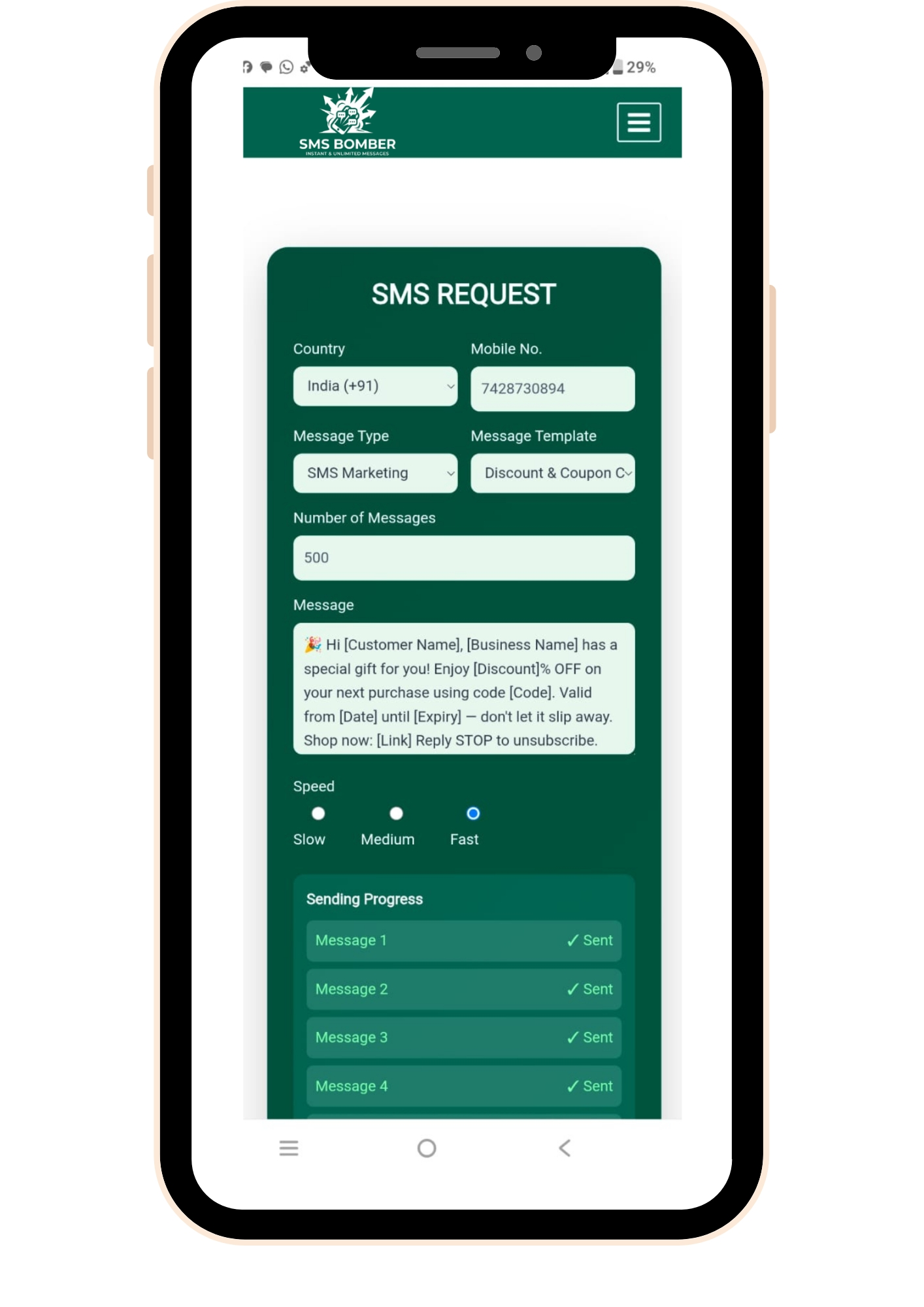 Fast & Free SMS Bomber Online Tool – Easy Prank Messaging 19 sms-bomber-screenshot-message-sending now